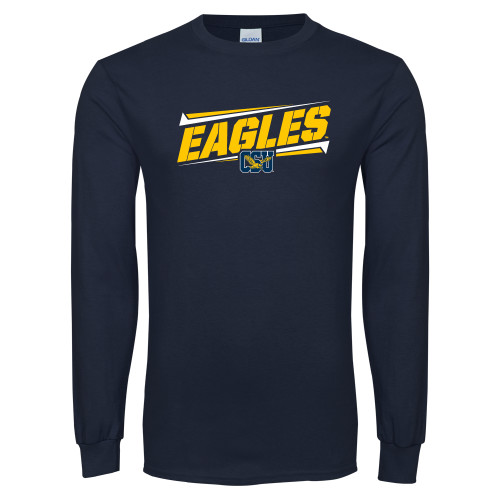 Navy Long Sleeve T-Shirt - Slanted Eagles w/ Logo