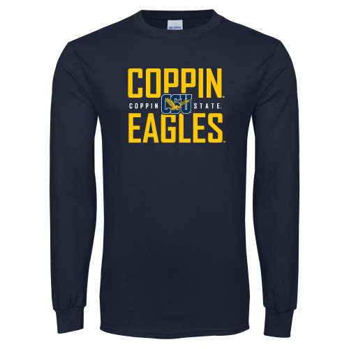  Navy Long Sleeve T-Shirt - Coppin Eagles Stacked
