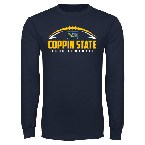  Navy Long Sleeve T-Shirt - Coppin State Club Football w/ Football