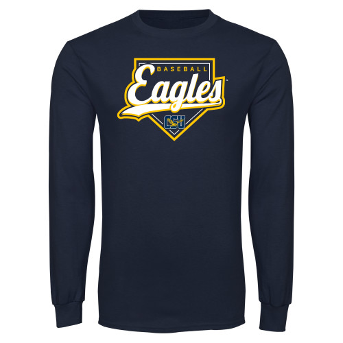  Navy Long Sleeve T-Shirt - Eagles Baseball Plate w/ Script