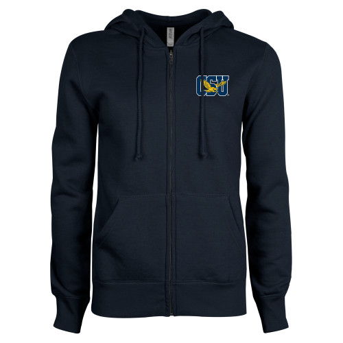  ENZA Womens Navy Fleece Full Zip Hoodie - Official Logo