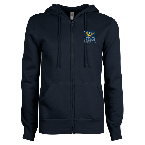  ENZA Womens Navy Fleece Full Zip Hoodie - CSU Coppin State Eagles