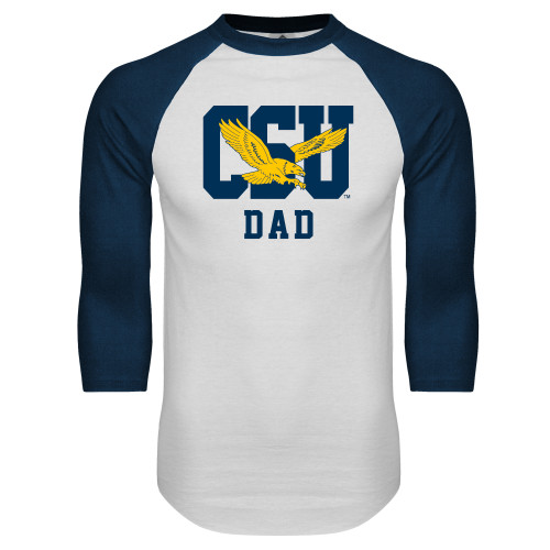  White/Navy Raglan Baseball T Shirt - Dad