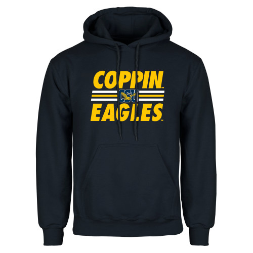  Navy Fleece Hoodie - Coppin Eagles Stacked w/ Stripes