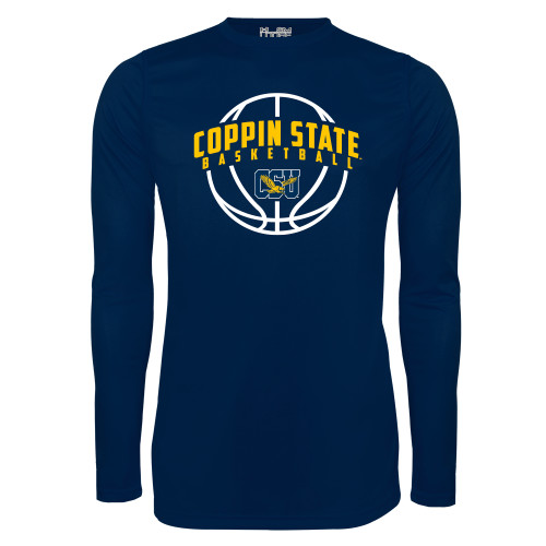  Under Armour Navy Long Sleeve Tech Tee - Coppin State Basketball Arched w/ Ball