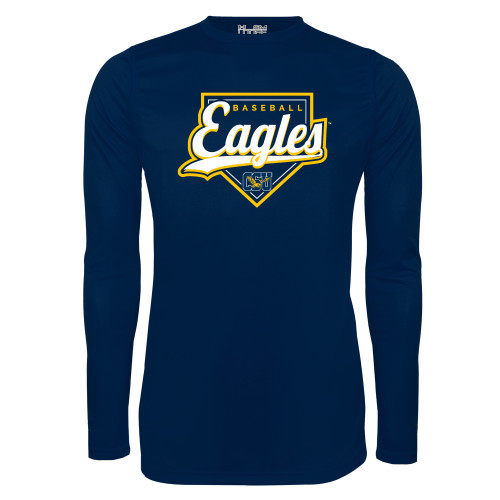  Under Armour Navy Long Sleeve Tech Tee - Eagles Baseball Plate w/ Script