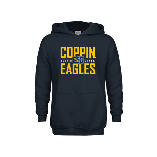  Youth Navy Fleece Hoodie - Coppin Eagles Stacked