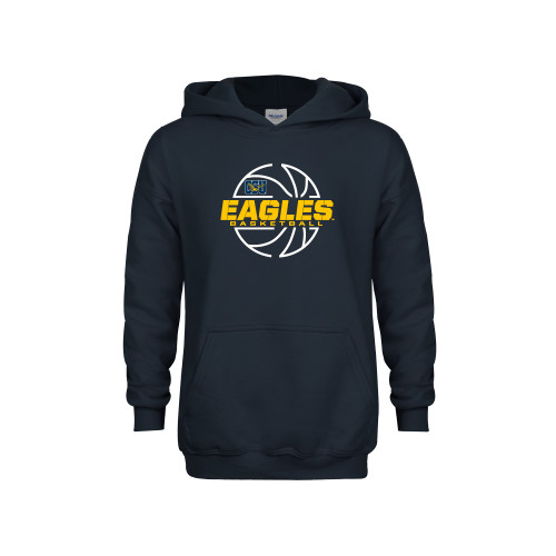  Youth Navy Fleece Hoodie - Eagles Basketball Split Lined Ball