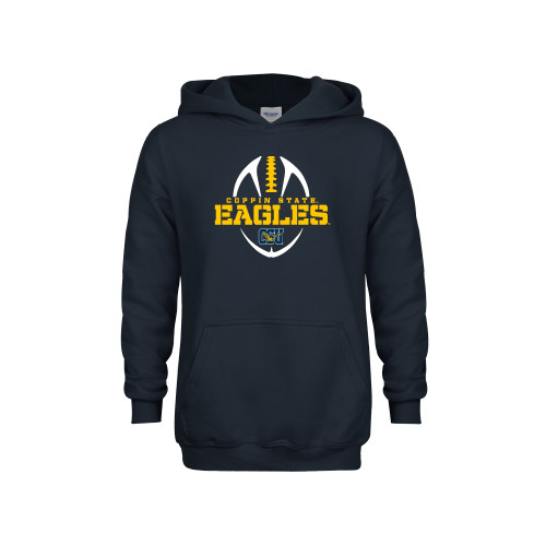 Youth Navy Fleece Hoodie - Coppin State Eagles Football Vertical