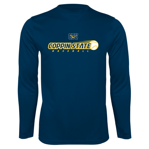  Navy Performance Long Sleeve Shirt - Coppin State Baseball Flying Ball