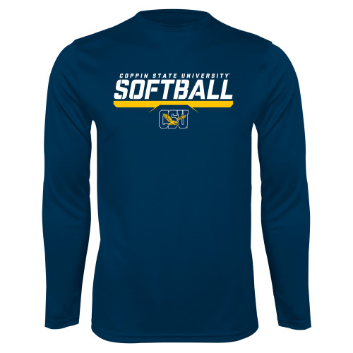  Navy Performance Long Sleeve Shirt - Coppin State University Softball Stencil