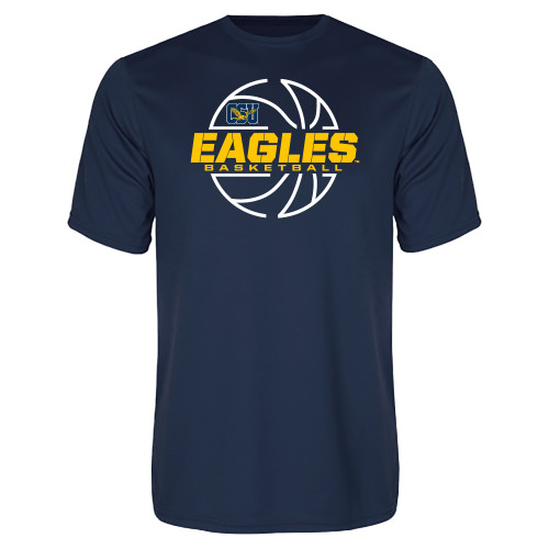  Navy Performance Tee - Eagles Basketball Split Lined Ball