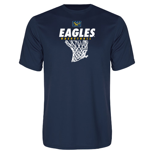  Navy Performance Tee - Eagles Basketball w/ Hanging Net