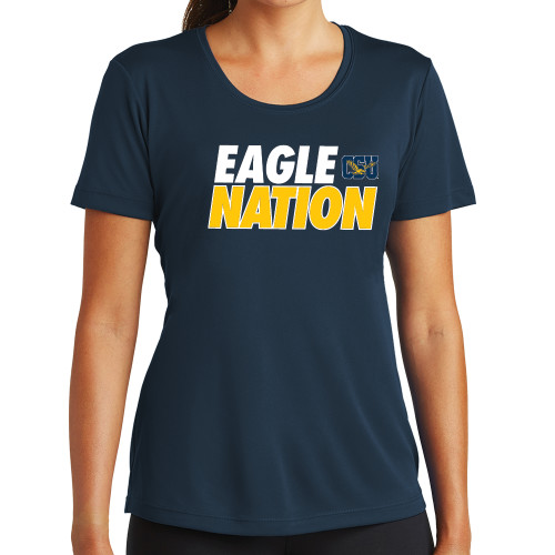  Womens Navy Performance Tee - Eagle Nation