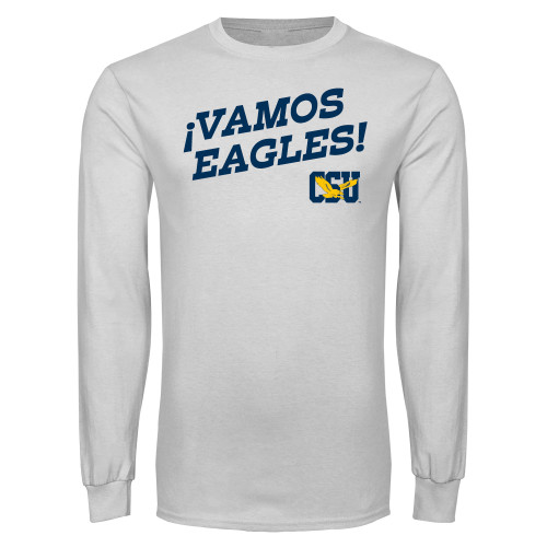  White Long Sleeve T Shirt - Calavera Hispanic Heritage - CSU