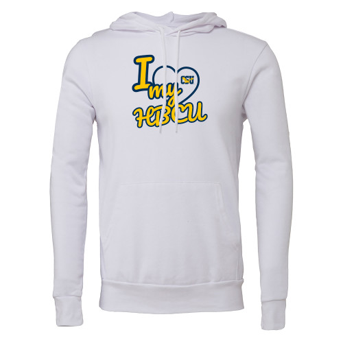  Bella + Canvas White Fleece Hood - Coppin State I heart my HBCU