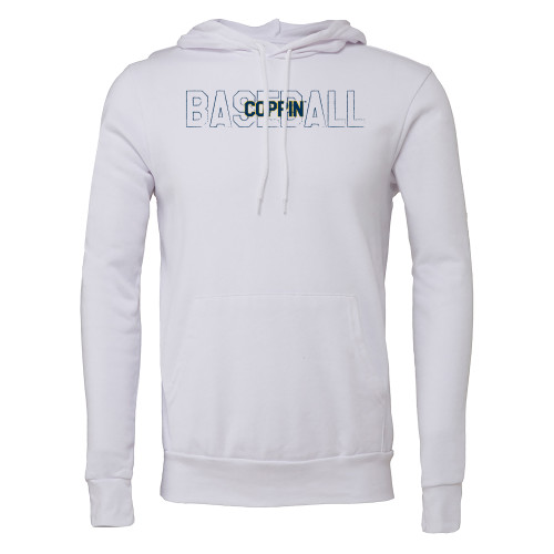 Bella + Canvas White Fleece Hood - Coppin State Baseball Outline