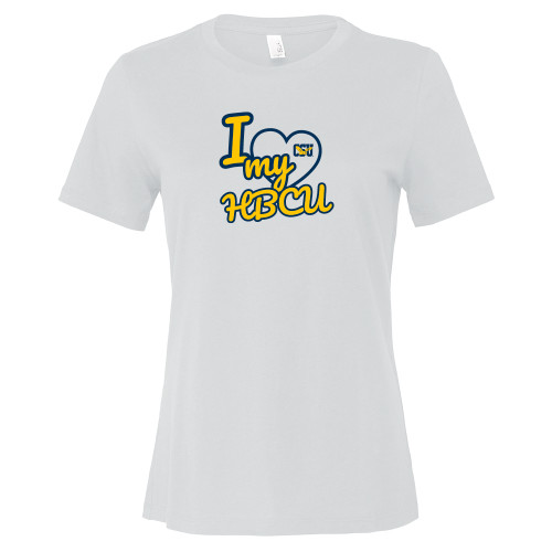  Bella + Canvas Womens White Relaxed Cotton T Shirt - Coppin State I heart my HBCU