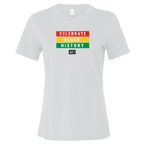  Bella + Canvas Womens White Relaxed Cotton T Shirt - Coppin State Celebrate Black History