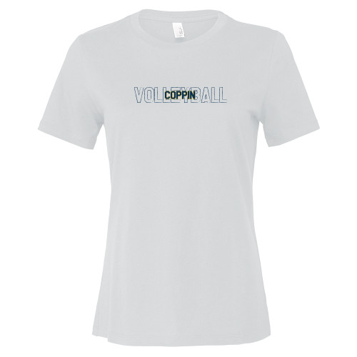  Bella + Canvas Womens White Relaxed Cotton T Shirt - Coppin State Volleyball Outline