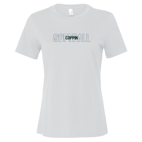  Bella + Canvas Womens White Relaxed Cotton T Shirt - Coppin State Softball Outline