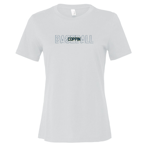  Bella + Canvas Womens White Relaxed Cotton T Shirt - Coppin State Baseball Outline