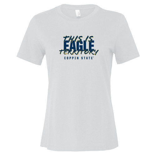  Bella + Canvas Womens White Relaxed Cotton T Shirt - Coppin State This is Eagle Territory