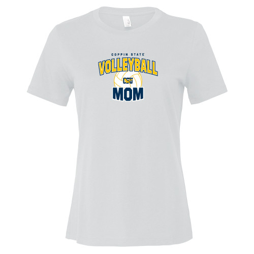  Bella + Canvas Womens White Relaxed Cotton T Shirt - Coppin State Volleyball Mom
