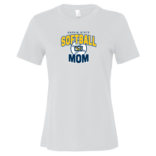 Bella + Canvas Womens White Relaxed Cotton T Shirt - Coppin State Softball Mom
