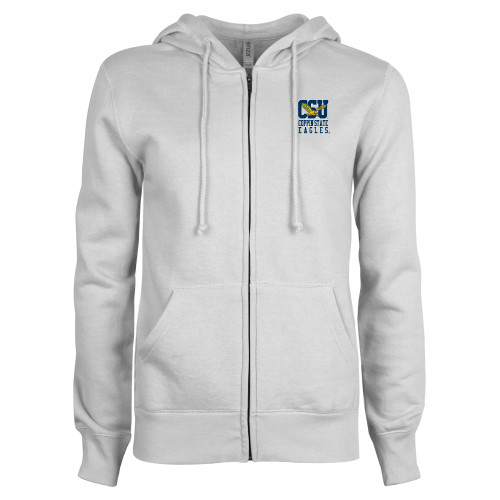  ENZA Womens White Fleece Full Zip Hoodie - CSU Coppin State Eagles