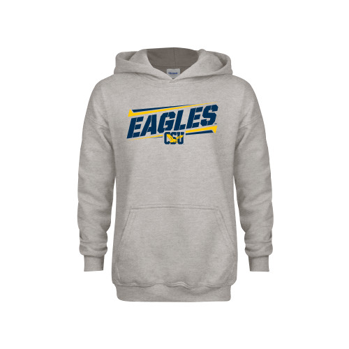  Youth Grey Fleece Hood - Slanted Eagles w/ Logo