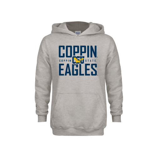  Youth Grey Fleece Hood - Coppin Eagles Stacked