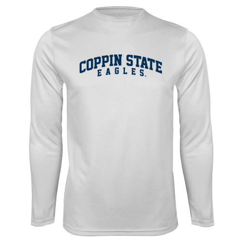  White Performance Long Sleeve Shirt - Arched Coppin State Eagles