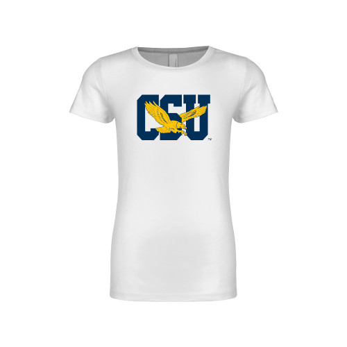  Next Level Girls White Fashion Fit T Shirt - Official Logo