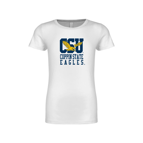  Next Level Girls White Fashion Fit T Shirt - CSU Coppin State Eagles