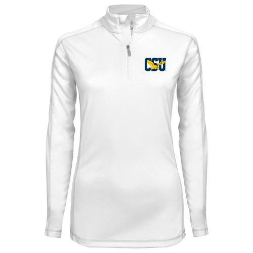  Syntrel Womens White Interlock 1/4 Zip - Official Logo