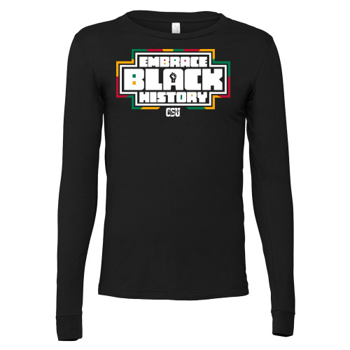  Bella + Canvas Black Jersey Cotton Long Sleeve T Shirt - HBCU Graphic