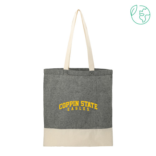  Split Recycled Black Cotton Twill Convention Tote - Arched Coppin State Eagles