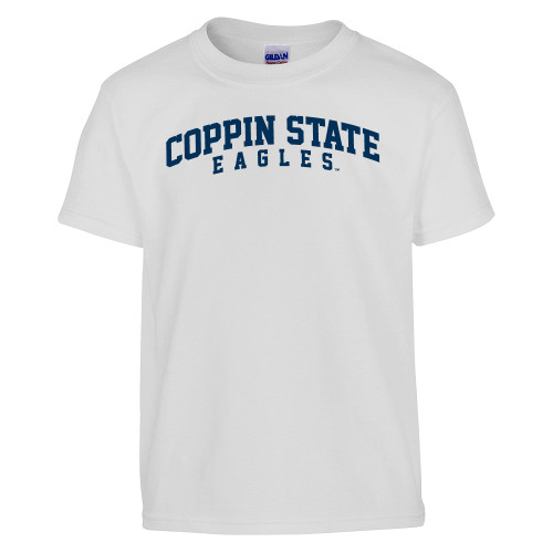  Youth White T Shirt - Arched Coppin State Eagles