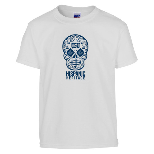  Youth White T Shirt - Calavera Hispanic Heritage - CSU