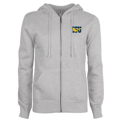  ENZA Womens Grey Fleece Full Zip Hoodie - Official Logo