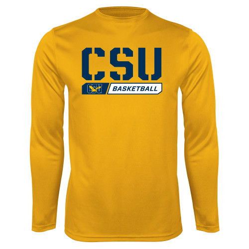  Gold Performance Long Sleeve Shirt - CSU Basketball Stencil