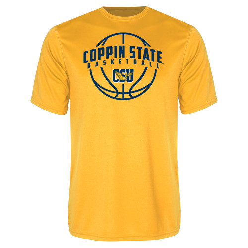  Gold Performance Tee - Coppin State Basketball Arched w/ Ball