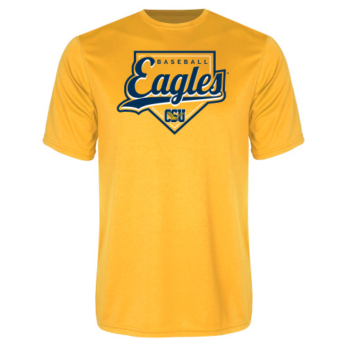  Gold Performance Tee - Eagles Baseball Plate w/ Script