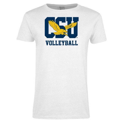  Womens White Short Sleeve Tee - Volleyball