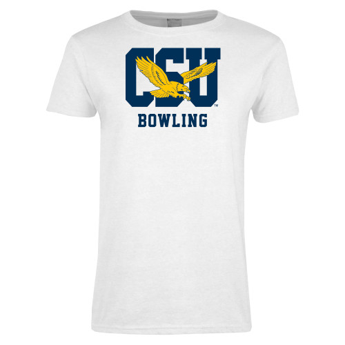  Womens White Short Sleeve Tee - Bowling