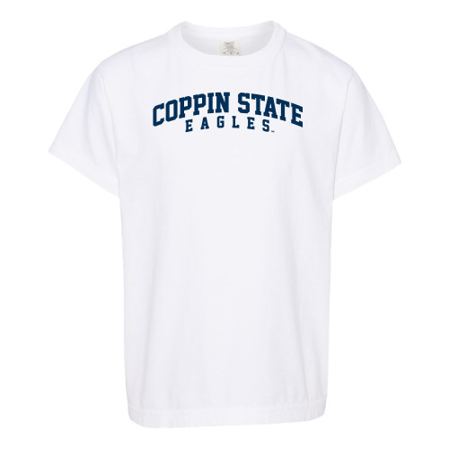  Comfort Colors Youth White T Shirt - Arched Coppin State Eagles