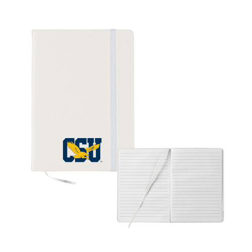  5x7 White Hard Cover Journal - Official Logo