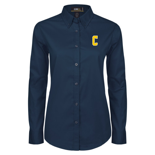  Womens Navy Twill Button Down Long Sleeve  - Block C