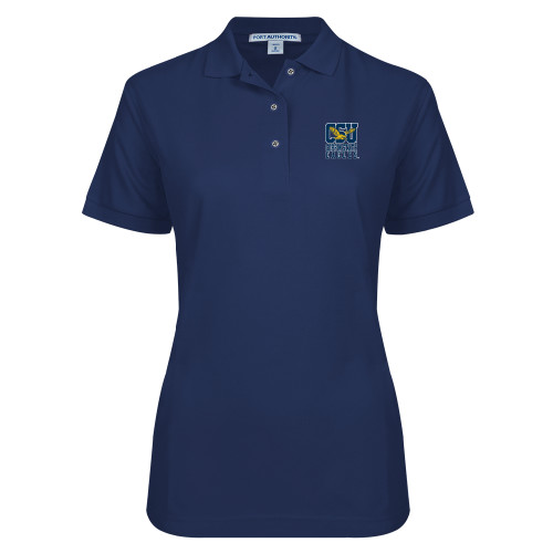  Womens Silk Touch Navy Pique Polo - CSU Coppin State Eagles